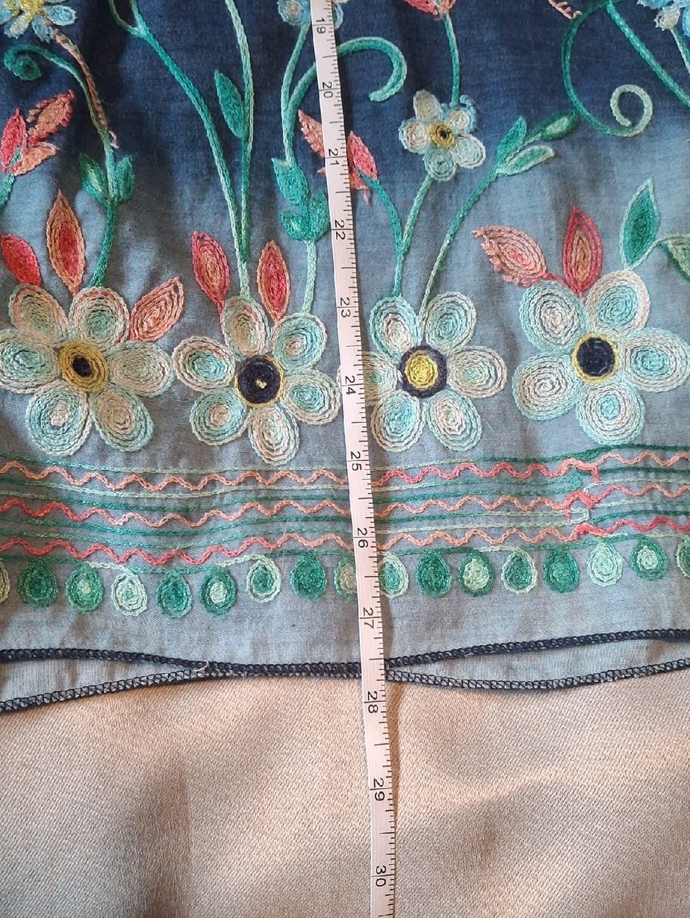 Minkas Boho Floral Embroidered Cold Shoulder Blouse Large - Picture 8 of 9